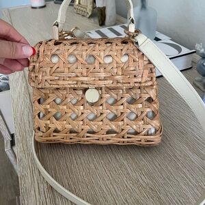 Cult Gaia Tan and Cream Mini Bag with Woven Design